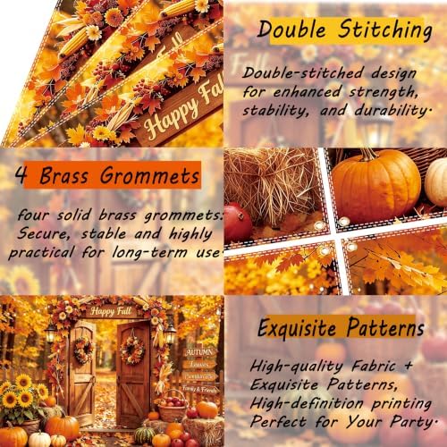 Fall Backdrop 7×5ft, with 100 Pcs Red & Yellow Artificial Maple Leaves - Image 4