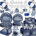 213 Pcs Denim And Diamonds Party Decorations Disposable Plates and Napkins by Yingoto