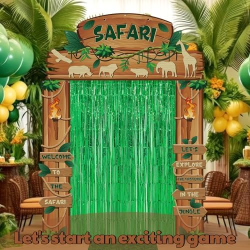 VitalCozy 7 Pcs Safari Jungle Party Decor, Entryway Decor Photo Background - Image 5