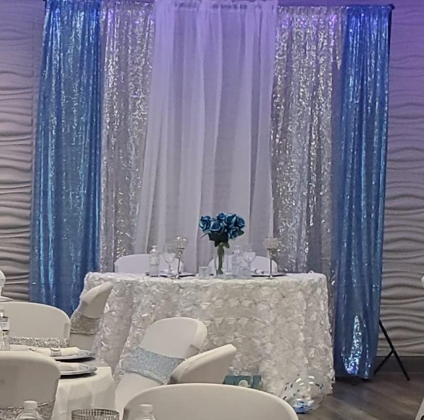 Poise3EHome Baby Blue Sequin Backdrop Curtain,2pcs 2FTx8FT Glitter Panels for Birthday Party Baby Shower Wedding Christmas Thanksgiving Holiday Festival Decor - Image 6
