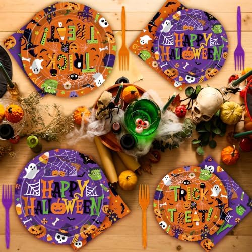 QZYL 122PCS Halloween Plates Set, Halloween Party Decorations for 30 Guests - Image 4