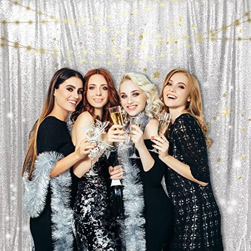 PartyDelight Silver Sequin Backdrop 20x10ft Sparkly Photo Curtain - Image 6