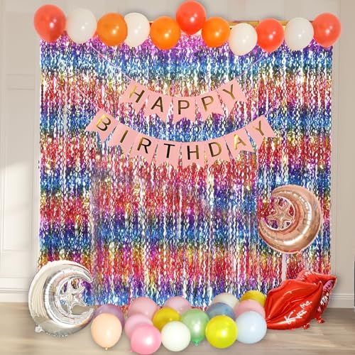 4 Pack Wavy Rainbow Foil Fringe Curtain | 3.3x6.6ft Colorful Tinsel Metallic Streamers Holiday Photo Booth Props Backdrop for Engagement Bridal Shower Unicorn Party Decorations - Image 6