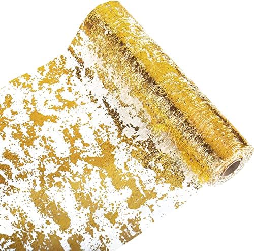 Glitter Metallic Gold Table Runner 11 Inch x 49 Feet Inches, Sparkle Gold Table Runners Roll, Party Decorations for Wedding Bridal Shower, Christmas, Baby Shower by Sunlunckystar