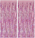 Pink Backdrop Party Decorations Pink Streamers Tinsel Foil Fringe Curtains Wavy Sparkle Metallic Pink Curtain Photo Booth Props for Birthday Wedding Valentines Day Bachelorette Decorations by BOMSI