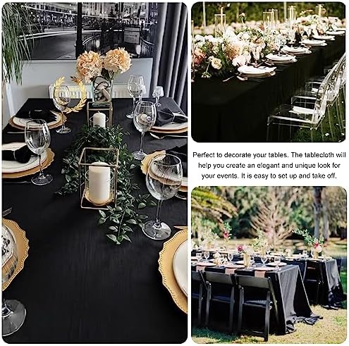 4 Pack Rectangle Tablecloth 90x156Inch Black Washable Polyester Table Cover for Wedding Dining Table Buffet Parties Banquet Decoration（Black） - Image 5