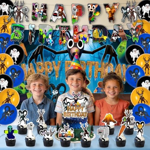 42Pack 99 Nights in the Forest Birthday Party Supplies Pack Includes，Banner，Cake Topper，Blackdrop,Balloons for 99 Nights in the Forest party supplies - Image 5