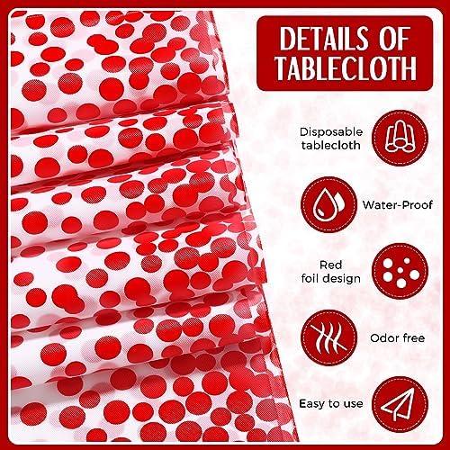 Breling 8 Pack White and Red Tablecloths and Satin Runners Set - Image 4