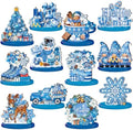Wesiti 12 Pcs Christmas Snowflake Table Decoration Wooden Blue Winter Signs by Wesiti