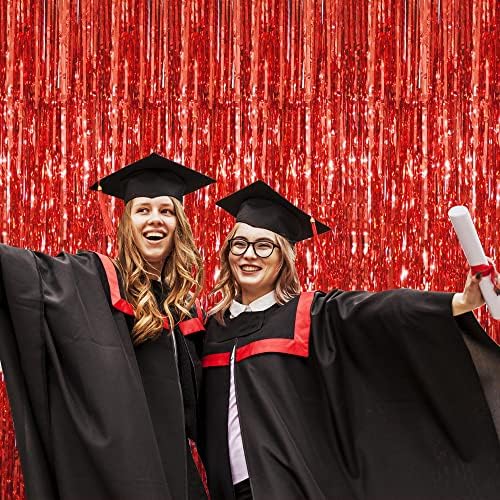 GOER 3.2 ft x 9.8 ft Metallic Tinsel Foil Fringe Curtains Party Photo Backdrop Party Streamers for Birthday,Graduation,New Year Eve Decorations Wedding Decor (1 Pack, Red) - Image 4