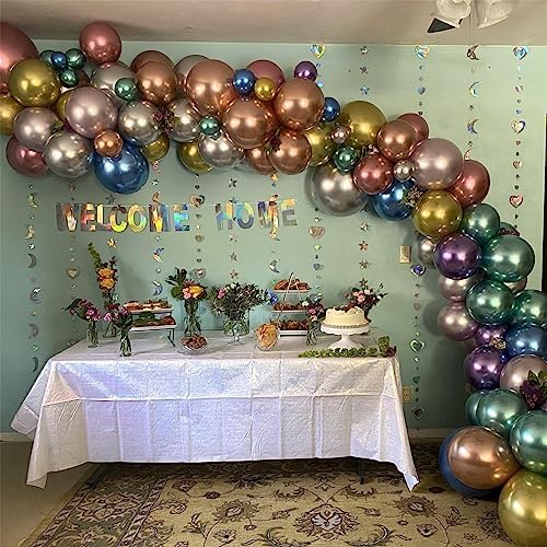 Metallic Balloons, 12 Inch Rainbow Chrome Balloons, 35Pcs Assorted Colors Multicolor Metallic Purple Red Green Blue Silver Rose Gold Latex Balloons for Kids Birthday Wedding Carnival Party Decorations - Image 5