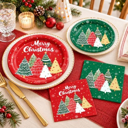 60pcs Christmas Disposable Paper Plates and Napkins Set - Image 2