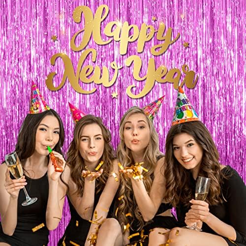 2 Pack Hot Pink Backdrop Curtain Party Streamers Hot Pink Birthday Decorations Foil Fringe Photo Backdrop Party Supplies Fiesta Grad Theme Decorations - Image 6