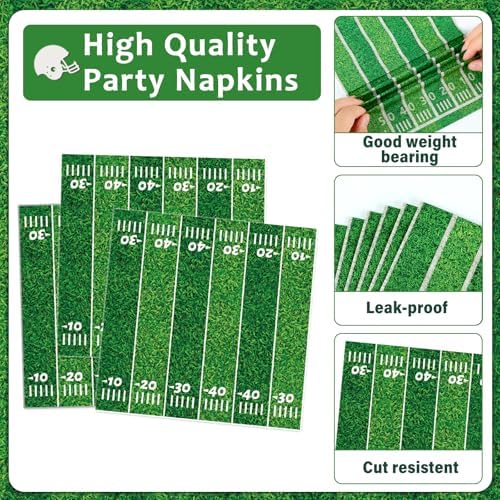 100 Pcs Football Party Supplies Set Football Birthday Plates and Napkins Sports Party Tableware Packs Decorations Sports Disposable Paper Plates Napkins Forks Serve 25 - Image 4