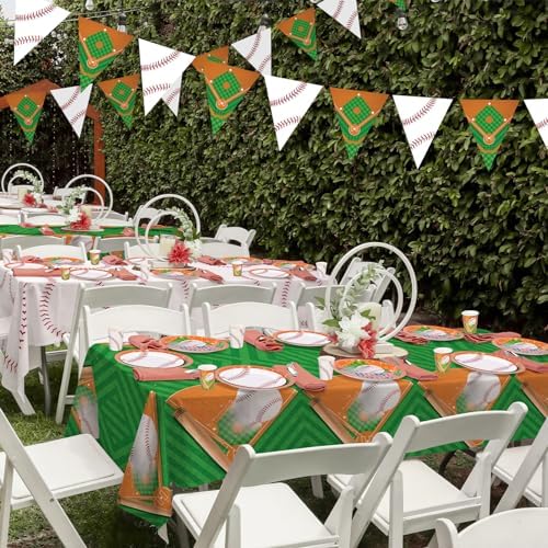 Baseball Party Supplies Kit for 24 - Complete with Dinner & Dessert Plates, Napkins, Cups, Banner & Tablecloth Baseball Birthday & Gameday Celebrations，Baseball Party Decorations & Favors - Image 5