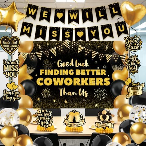 Black Gold Coworker Farewell Decorations - Goodbye Party Decor - Image 6