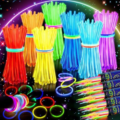 HONLYNE 500 Pack Glow Sticks Party Favors Bulk, 8" Glow in the Dark Party Supplies, Party Favors for Kids 8-12, Neon Glow Stick Bracelets & Necklaces for Raves, Halloween, Christmas, Birthdays by GlowPartySupplies