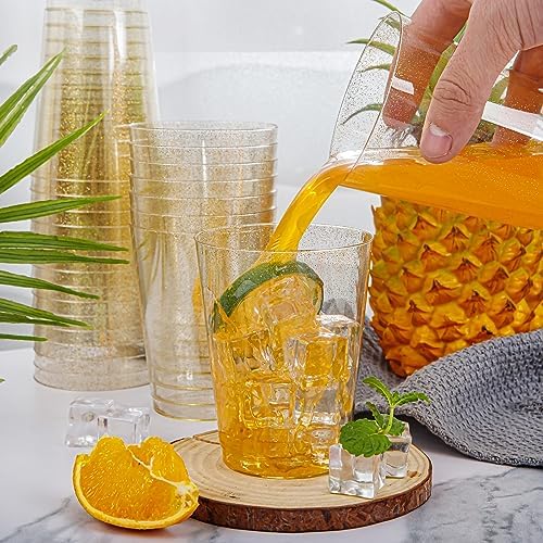 I00000 200 Pcs Gold Plastic Cups, 10 oz Hard Gold Glitter Disposable Cups - Image 6