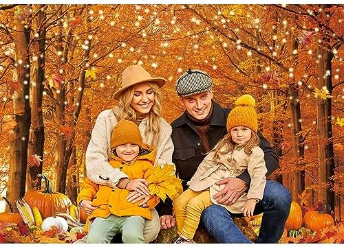 10x8FT Fall Photo Backdrop Maple Leaf Pumpkin for Photography Background Autumn Outdoor Party Decorations Fall Autumn Thanksgiving Day Photo Banner - Image 3