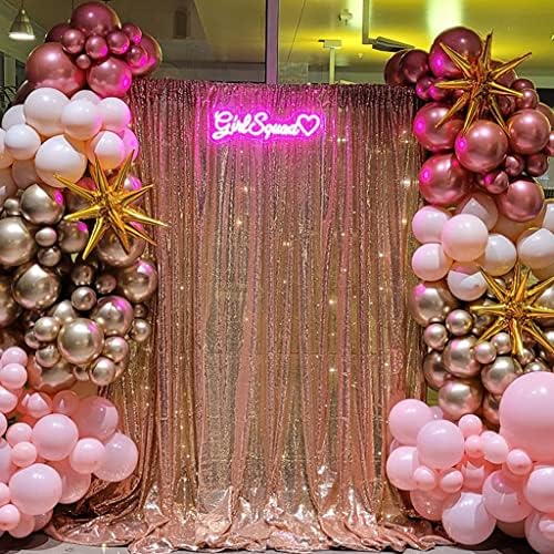 Poise3EHome Rose Gold Sequin Backdrop,8FT x 10FT Sequin Photography Backdrop Curtain for Party Decoration - Image 3
