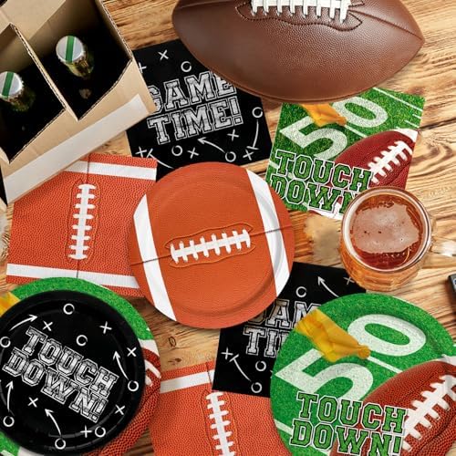 Football Party Decorations Kit for 24: Football Party Supplies Set with Plates, Dessert Plates, Napkins, Cups, Banner & Touchdown Tablecloth - for Football Tailgate Party Decorations - Image 3