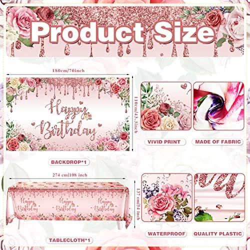 Rose Gold Birthday Party Decorations 91 Pcs Pink Birthday Party Supplies - Image 3