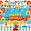Toy Cartoon Birthday Party Decorations Toy Themed Party Supplies Include Happy Birthday Banner, Backdrop, Balloons, Cake Topper, Honeycomb by OULUN