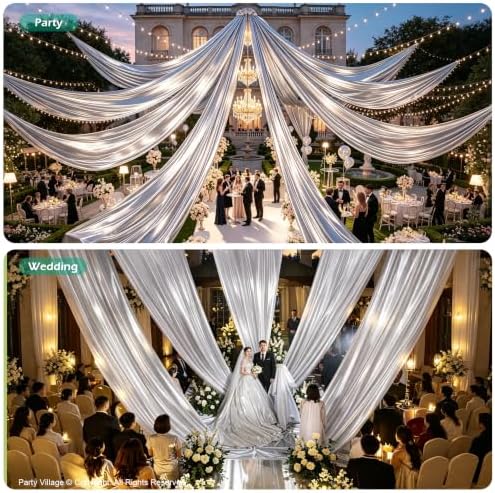 4 Panels 5ft(W) x 20ft(L) Silver Backdrop Curtain for Wedding Parties - Image 6