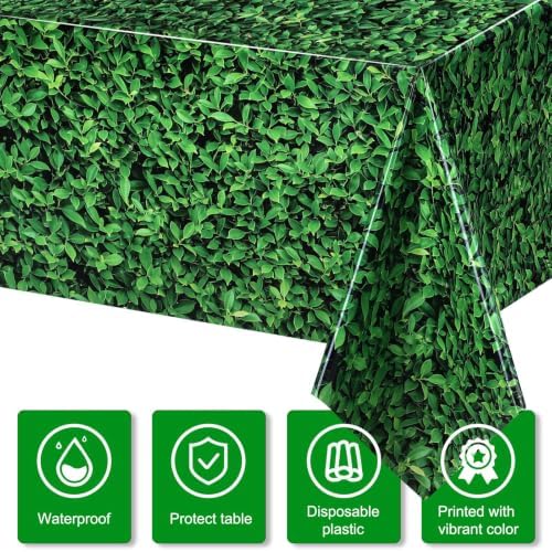 Tatuo 3 Pcs 9 x 4.5 Ft Green Leaves Photography Backdrop Grass Tablecloth - Image 3