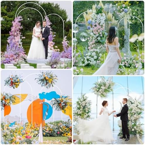 Wokceer Wedding Arch Backdrop Stand 8FT,7.2FT,6.6FT White Metal Arch Stand - Image 6
