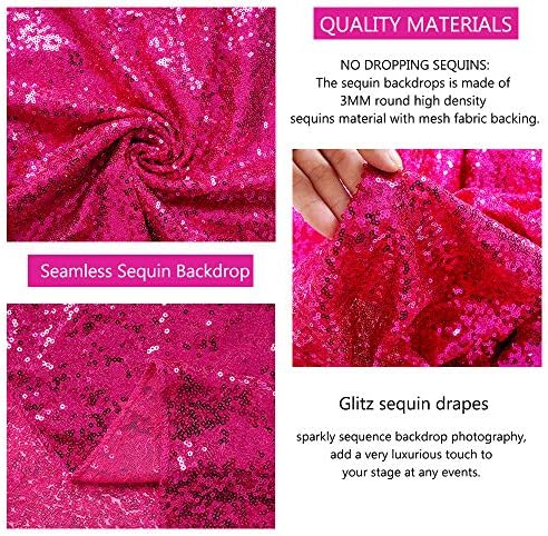 Fuchsia Sequin Backdrop Drapes 4 Panels 2FTx8FT Glitter Backdrop Curtains - Image 5