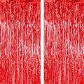 2 Pack Thickened Red Metallic Foil Fringe Curtains Streamer Rip Resistant Shimmer Tinsel Photo Booth Backdrop for Birthday Wedding Christmas Bachelorette Party Decorations 3.28ft x 6.56ft by Unknown