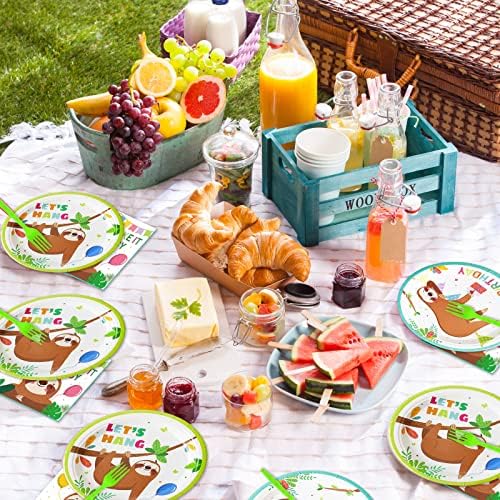 96PCS Sloth Plates and Napkins Sloth Animal Party Decor for 24 Guests - Image 6