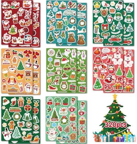 OHOME Stocking Stuffers | 320 PCS Christmas Stickers - Toddler Stocking Stuffers | Kids for Boys Girls Grandkids,Vinyl Xmas Games Crafts Activities Party Favors Supplies by OHOME