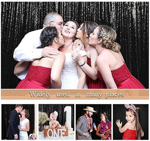 ShinyBeauty Black Backdrops 2 Pieces Sequin Curtains 4FTx7FT Photoshoot Background Glitter Backdrop Curtain Panels Shimmer Backgrounds for Wedding,Halloween,Party,Studio Decor(8FTx7FT) - Image 6