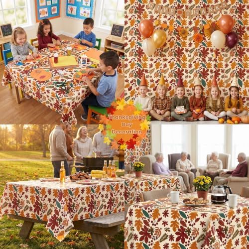 100FT x 54IN Thanksgiving Plastic Tablecloth Roll with Slide Cutter Box - Image 4