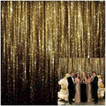 6x6 FT Black Gold Bokeh Glitter Photo Backdrop Golden Streamer Flash Kids Birthday New Year Wedding Anniversary Prom Party Banner Decoration Shiny Photography Background Polyester by Unknown