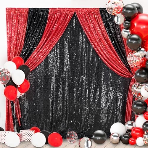 Black Sequin Backdrop for Halloween Sequin Photo Curtains 10ft x 10ft - Image 4