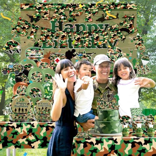 360Pcs Yingoto Army Birthday Party Decorations Tableware Set, Serves 50 - Image 7