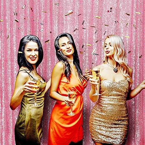 Poise3EHome Fuchsia Pink Sequin Backdrop, 6Ft x 8Ft Glitter Photography Background Curtains for Party Baby Shower Wedding Birthday Decoration - Image 3