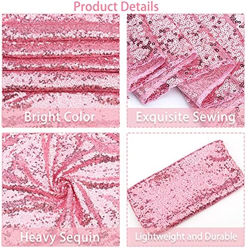12 Packs 12 X 72 Inch Pink Sequin Table Runner Glitter Dining Table Runner for Birthday Wedding Engagement Bridal Baby Shower Bachelorette Holiday Celebration Party Supplies Decorations (Pink) - Image 4