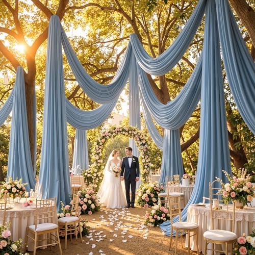 20ftx40ft Dusty Blue Ceiling Curtain for Wedding Parties - Image 5