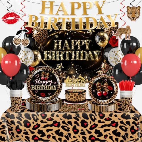 Xynic 145pcs Cheetah Print Birthday Decorations, Serves 20 People by Unknown