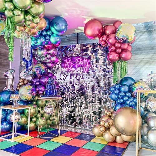 Metallic Balloons, 12 Inch Rainbow Chrome Balloons, 35Pcs Assorted Colors Multicolor Metallic Purple Red Green Blue Silver Rose Gold Latex Balloons for Kids Birthday Wedding Carnival Party Decorations - Image 3
