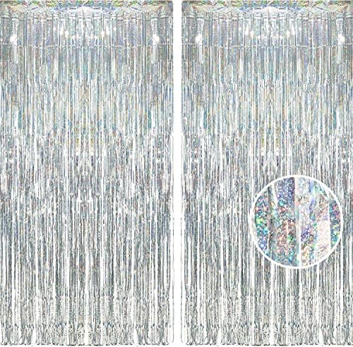 BRAVESHINE Silver Streamers Party Fringe Backdrop Christmas Decorations by BRAVESHINE