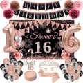 Sweet 16 Party Decorations, Happy 16th Birthday Decorations for Girls by JKIYT