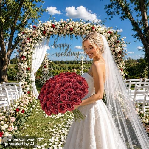 HyeFlora 30 PCS Red Roses Artificial Flowers, Fake Roses with Stem Realistic Silk Roses for Wedding Bouquets Table Centerpieces Arrangements Baby Shower Home Decor Anniversary Birthday Gift for Her - Image 5