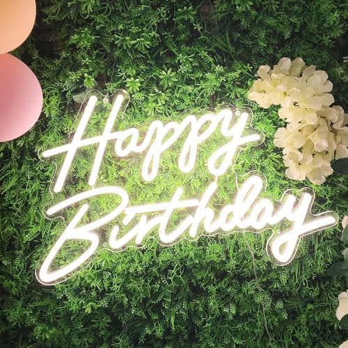 Happy Birthday Neon Sign, 22.4"x13.8" Happy Birthday Sign for Birthday Party Decor, Happy Birthday Light Up Led Signs for Backdrop, Neon Birthday Sign for Any Ages Bday Celebration, Warm White DIVATLA by Divatla