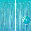 BRAVESHINE Iridescent Blue Fringe Curtains | Holographic Tinsel Backdrop by BRAVESHINE