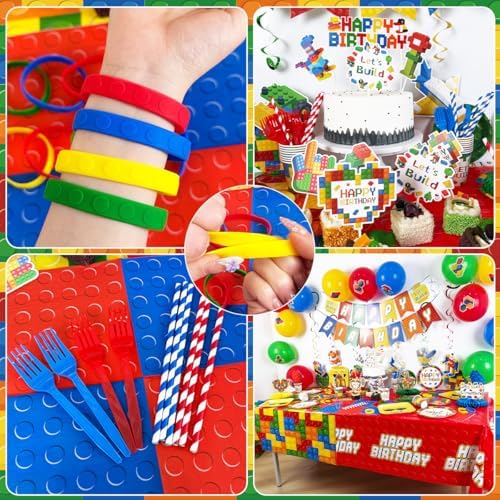 224Pcs Building Block Birthday Decorations, ALL-IN-1 Serves 26 - Image 5